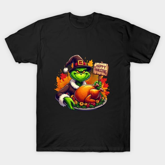 Giving Thanks Thanksgiving Grinch Thanksgiving 2023 T-Shirt by BukovskyART